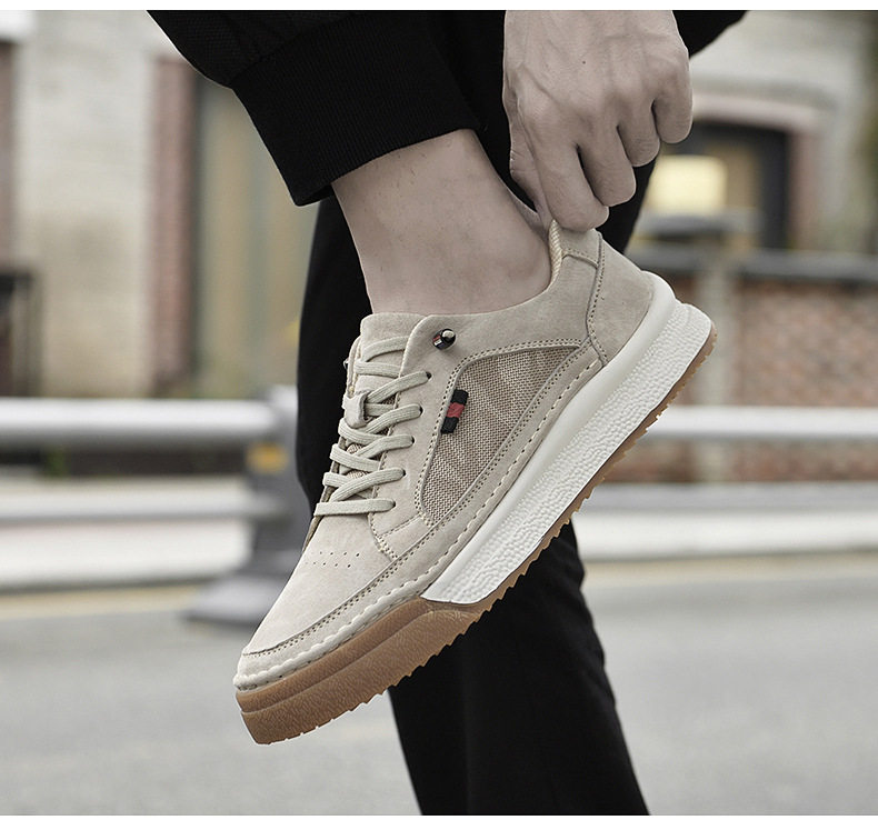 Giày sneaker nam da thật lộn nhung đế dày cổ thấp dáng thể thao — Màu vàng 2633, Màu xám 2633 chi tiết 25