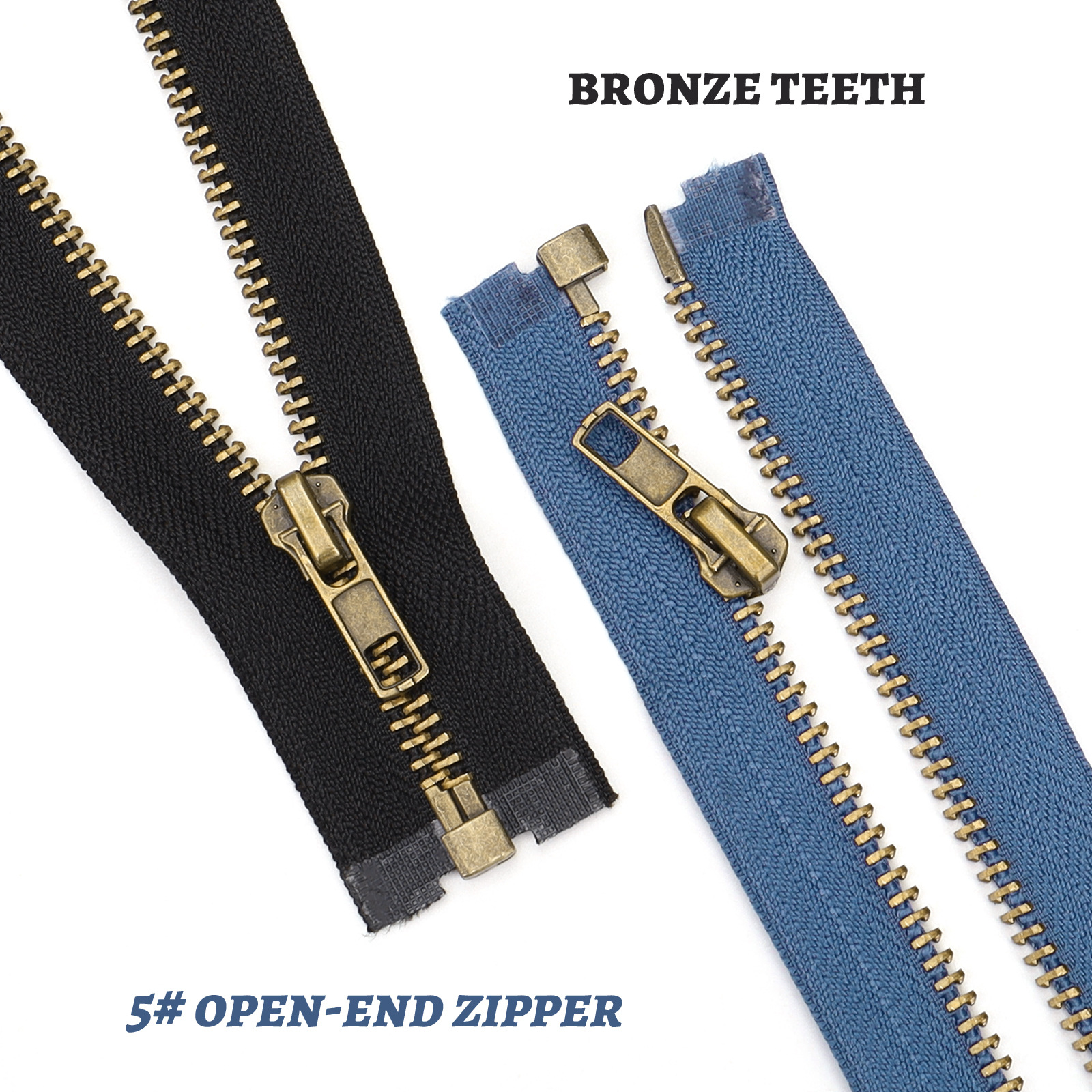 5号古铜金属开尾自动头多色布边古铜色牙多尺寸铜牙服饰箱包可用