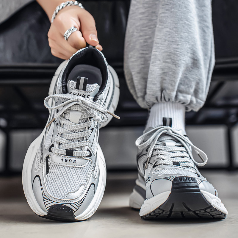 Men's Summer Breathable Trendy Versatile Youth Mesh Sneakers, Casual Running Thick-soled Height-increasing Dad Shoes_vogvips.com