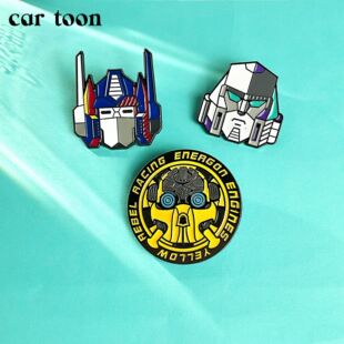 Transformers Peripheral Bumblebee Brooch Optimus Prime Cartoon Metal Badge Student School Bag Pendant Birthday Gift