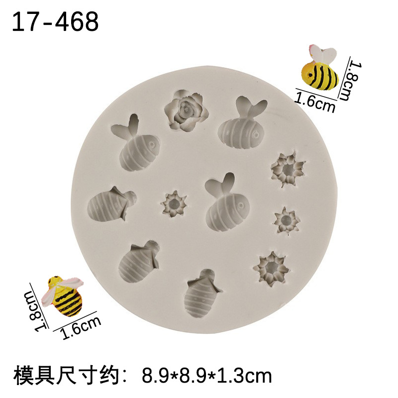 Múltiples molde de silicona en forma de abeja fondant pastel decoración chocolate molde arcilla herramienta de cerámica suave