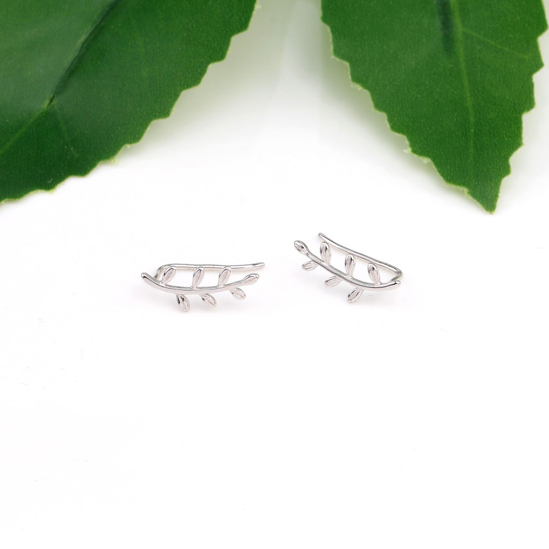 Leaf Pattern Women'S Gender 1 Pair 925 Sterling Silver Leaf Ear Clips
