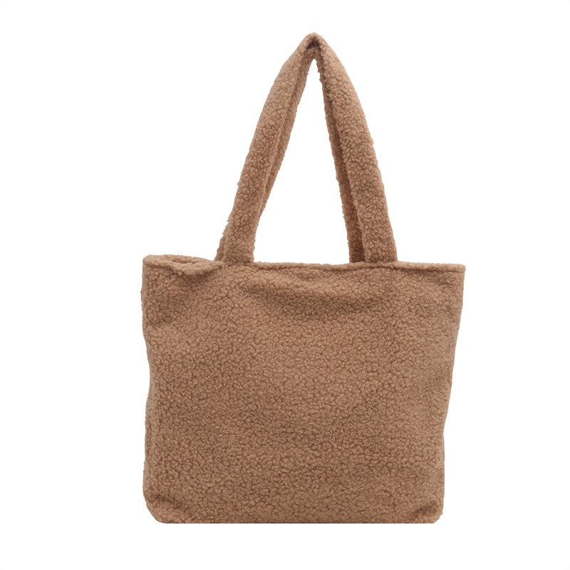 Nueva versión coreana de ocio simple otoño invierno bolso de peluche bolso de mano canasta de verduras bolso de moda de mujer