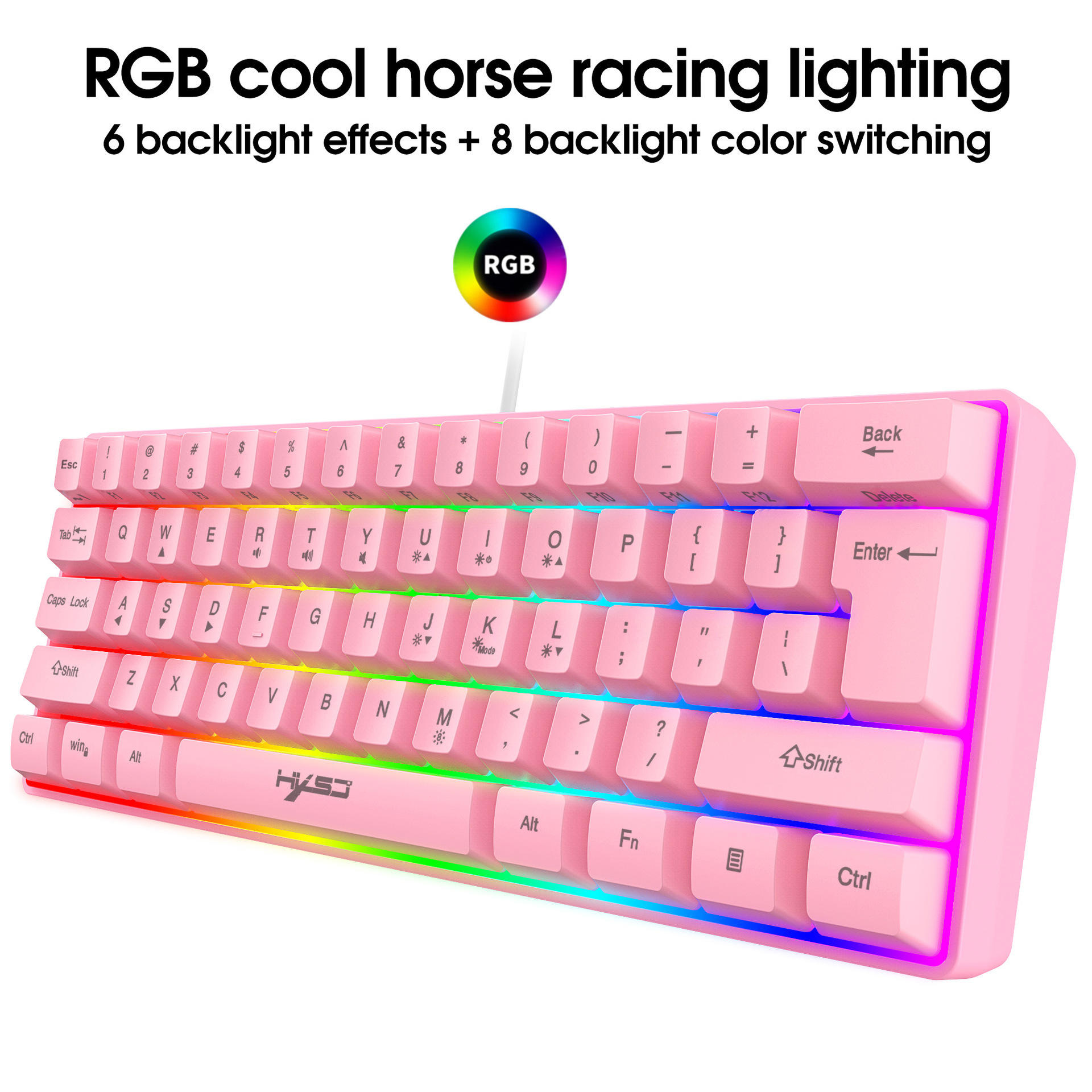 61键游戏薄膜键盘RGB灯光便携式有线键盘多种快捷键组合跨境现货详情40