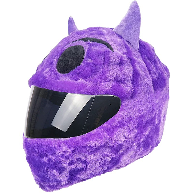 El casco de peluche más vendido de Amazon, capucha, capucha para montar en motocicleta, motocicleta eléctrica decorativa del diablo