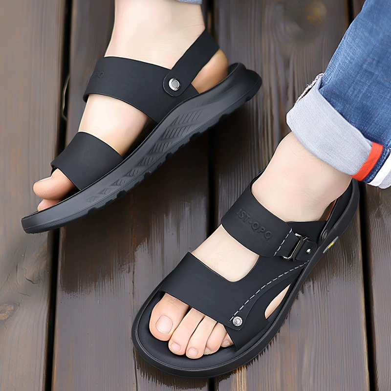 Мужские сандалии из натуральной кожи, лето 2025, новые тапочки двойного назначения, нескользящая мягкая подошва, универсальные повседневные сандалии из воловьей кожи, мужские модные