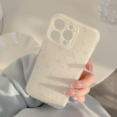 シンプルな小さな花はリンゴ16の携帯電話のフラッシュパウダーiphone15promaxの透明感14全包11ソフトを適用します