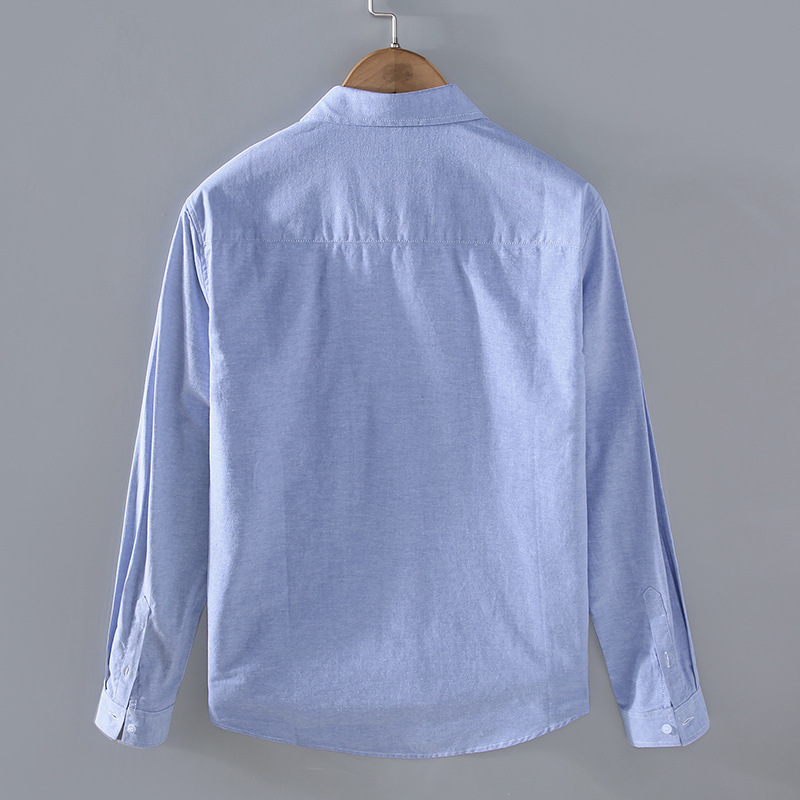 Japanisches, schweres, gesponnenes Oxford-Hemd aus reiner Baumwolle, langärmeliges Herren-Jackendesign für Frühling und Herbst, lockeres und lässiges Hemd_voghion.com