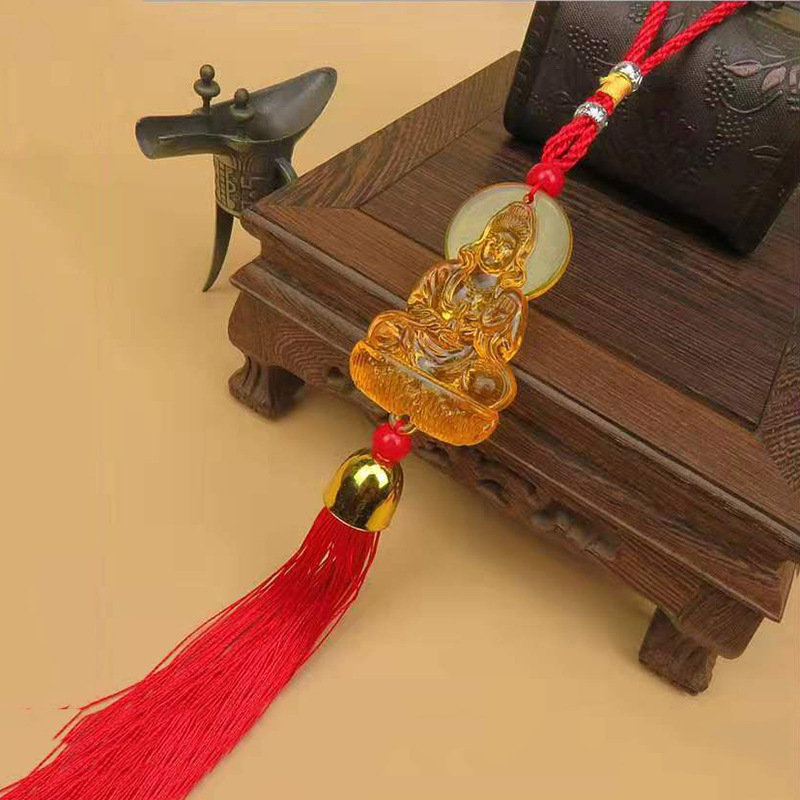 Guanyin Buddha safety buckle car pendant Car Rearview mirror double-sided safety protection interior decoration car hanging car hanging