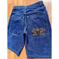 AliExpress источник в том же стиле, уличные джинсовые шорты с вышивкой в стиле хип-хоп, повседневные мужские шорты