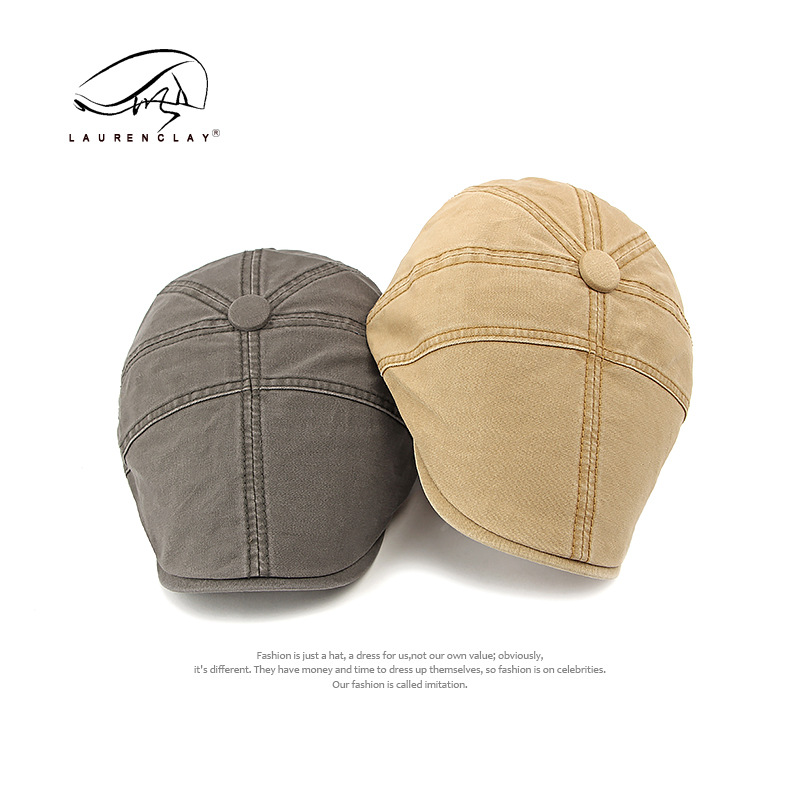 Unisex Hats Men's and women's cotton berets simple light plate cap retro forward hat painter hat trend_voghion.com
