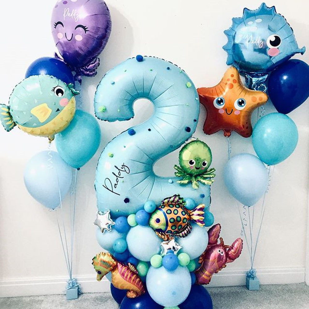 Venta caliente transfronteriza mundo submarino tema globo traje pulpo animal globo cumpleaños decoración de los niños de la fiesta de baño