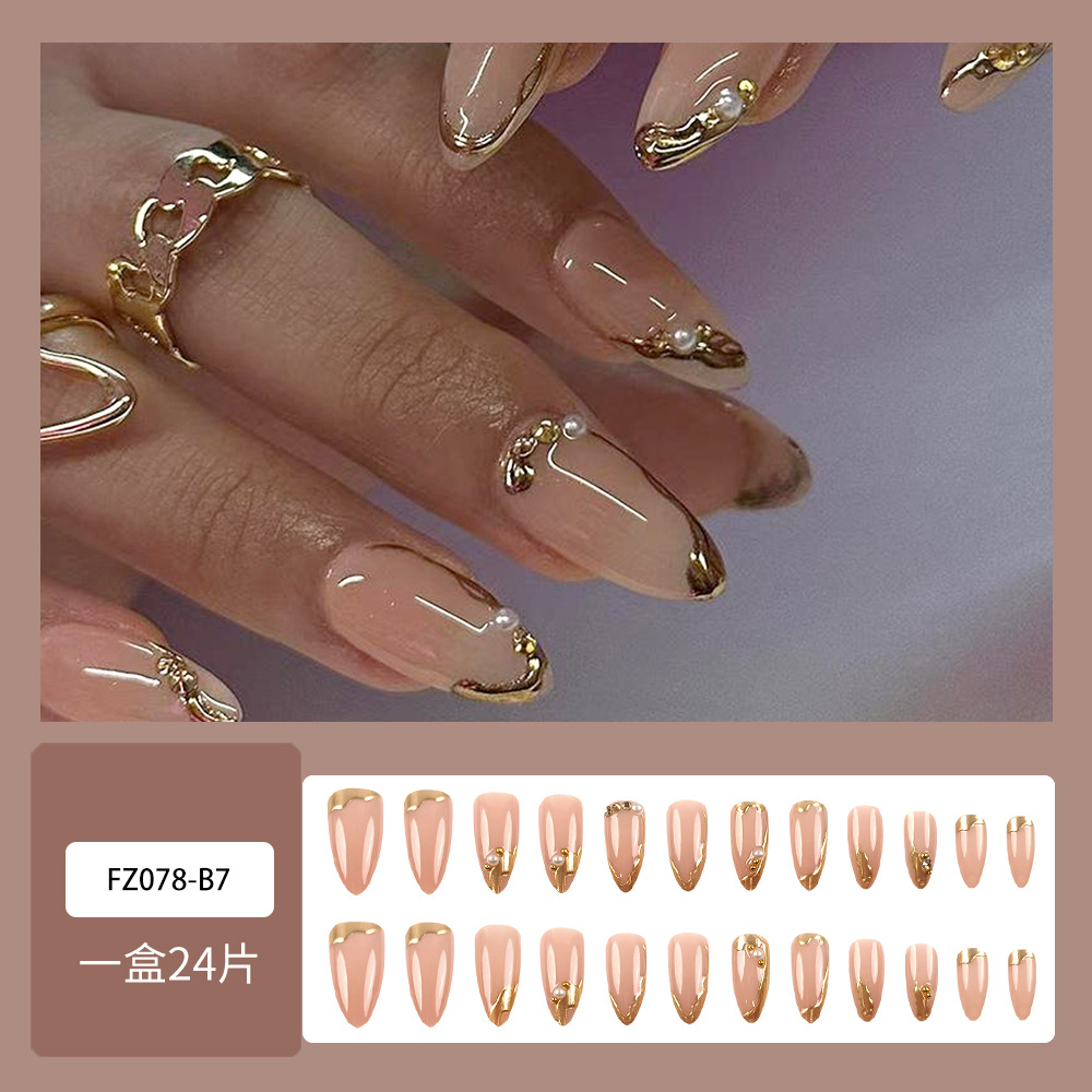 Uñas postizas en relieve maravillosas tridimensionales en 3D, uñas cortas explosivas de alta gama, uñas de diamantes dorados de gran venta