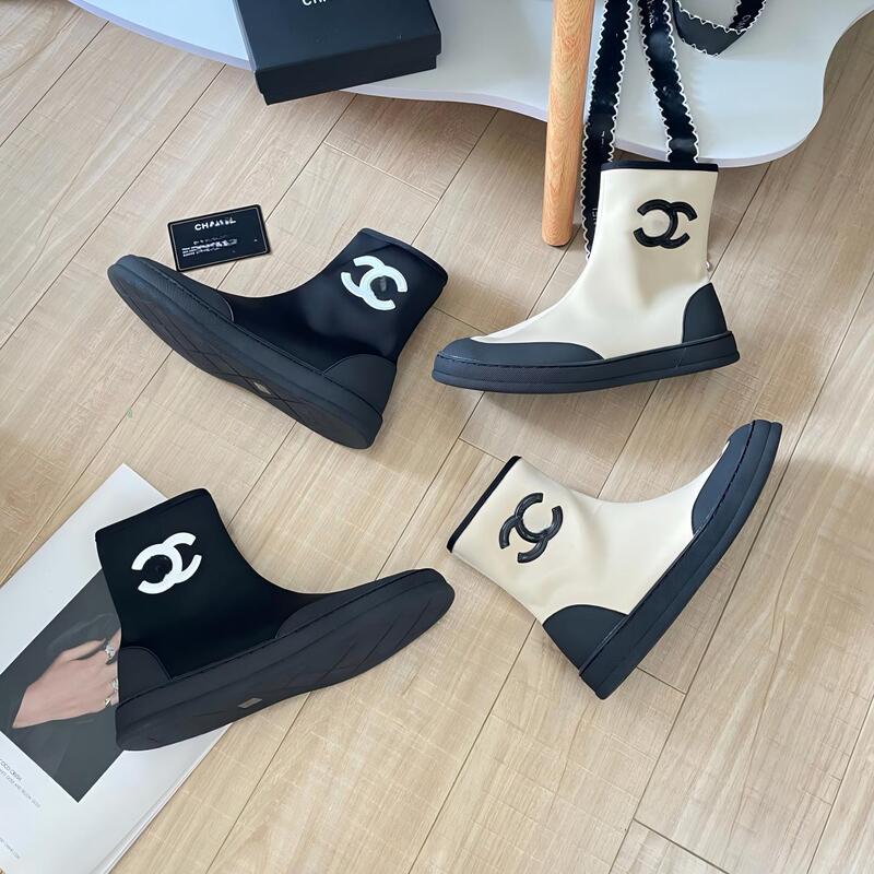 2026 New Style Women's Chic Color-Block Round-Toe Elastic Boots, Flat Sole Side Zipper Simple Chelsea Ankle Boots 2026 New Style Women's Chic Color-Block Round-Toe Elastic Boots, Flat Sole Side Zipper Simple Chelsea Ankle Boots