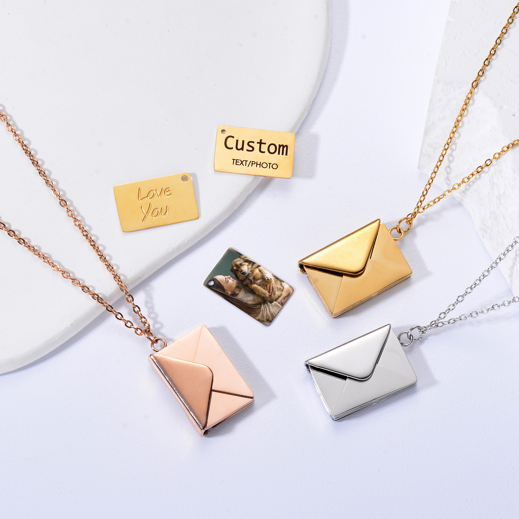 304 Stainless Steel Pendant Material Pendant Necklace Classification Wholesale Jewelry Simple Style Envelope 304 Stainless Steel Plating Stainless Steel Necklaces