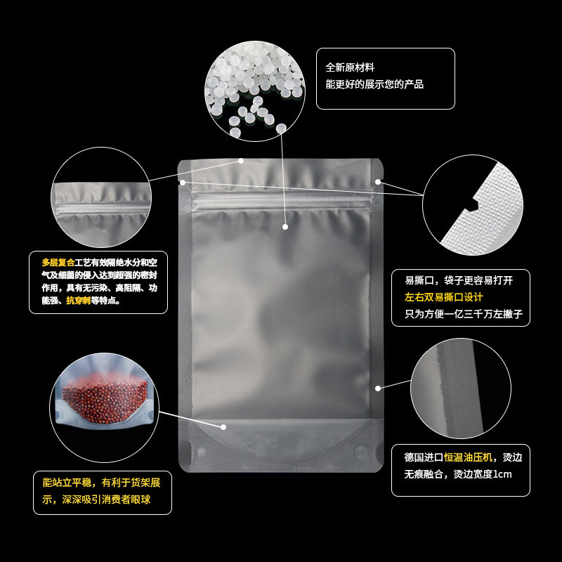 卸売り食品透明プラスチック密封封口包装袋包装袋デザイン印刷自立自己封袋フロスト|undefined