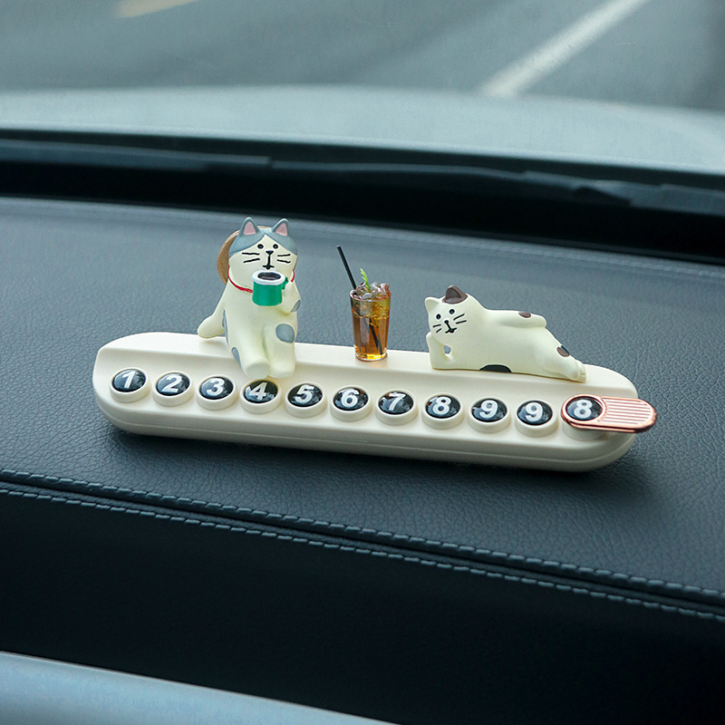 Tarjeta de estacionamiento temporal del automóvil, placa de matrícula, automóvil, teléfono móvil, niña creativa del automóvil, decoración del automóvil