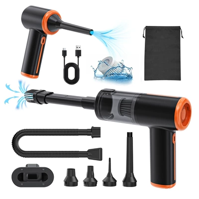 Wireless Car Vacuum Cleaner, Suction and Blowing All-In-One, Handheld, Small, Household, High Suction Power, Rechargeable Car Cleaner (Tozsoranlar) - standard-version-with-brushed-motor-20002-batteries-suction-power-5000pa-black