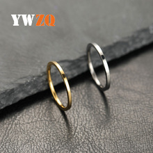 跨境钛钢戒指女2mm内球外平亮光面小众情侣素圈细戒指不锈钢饰品