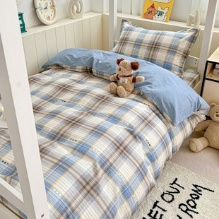 100% Pure Cotton Student Three-Piece Set, Fresh Dormitory All-Cotton Duvet Cover, Cute Cartoon Set, Skin-Friendly Bed Sheet and Pillowcase