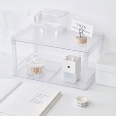 ins unprinted transparent desktop two-story storage rack stationery cosmetics table layered storage multi-box dressing table