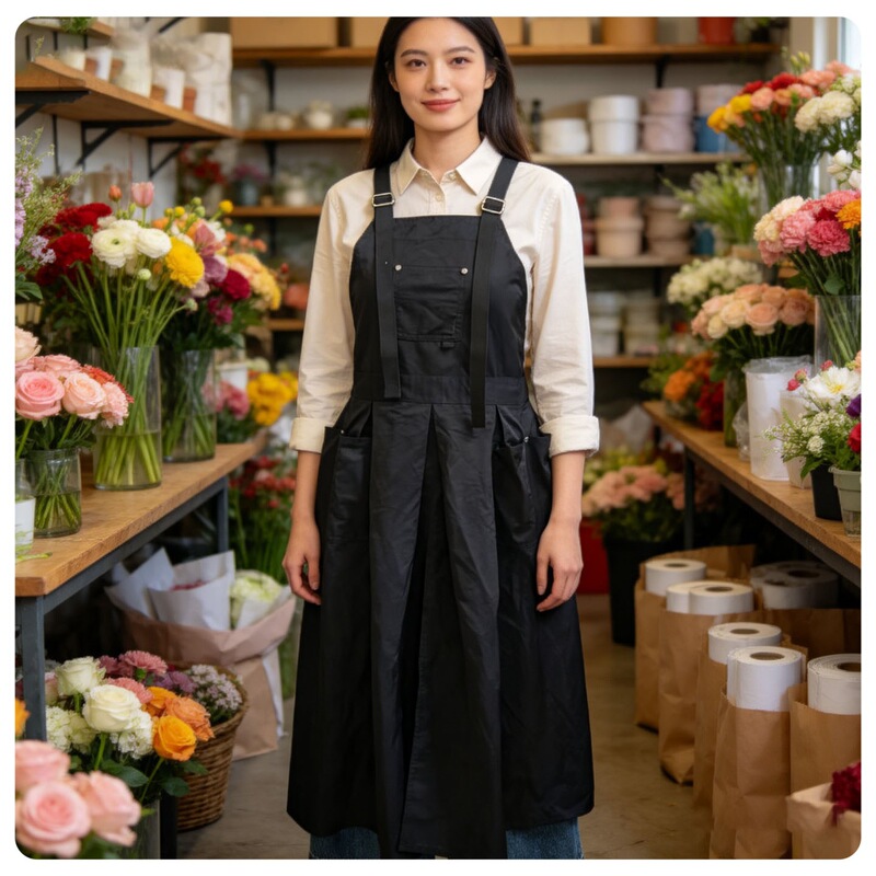Women's Long Apron with Large Pockets for Stylists, Hairdressing, Home Use, Workwear, Custom-Made, Water-Resistant, Printed Dress Women's Long Apron with Large Pockets for Stylists, Hairdressing, Home Use, Workwear, Custom-Made, Water-Resistant, Printed Dress