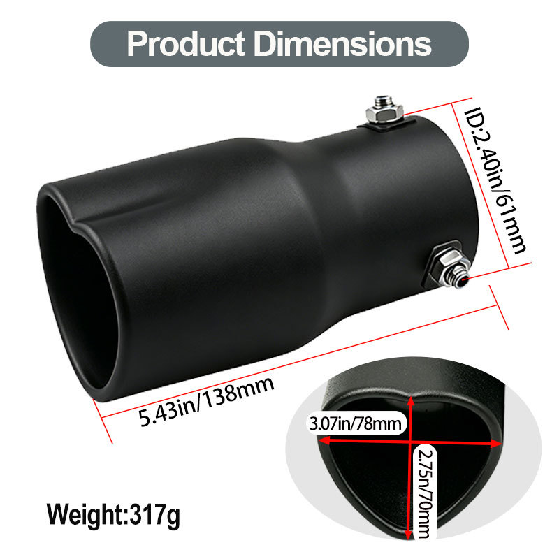 Source manufacturers car modified exhaust pipe muffler love single heart-shaped tail throat 63mm cross-border quality