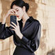 Black High-end Satin Shirt 2025 Early Spring French Age-reducing Western Style Shirt Commuting Exquisite Comfortable Top for Women