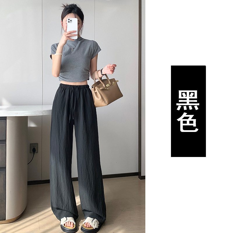 ホットな新しいリヨセルテンセルコットンとリネンのワイドレッグパンツ、ハイウエスト、ゆったり、通気性、カジュアル、ストレートレッグ、スリム、フロアレングスパンツ|undefined