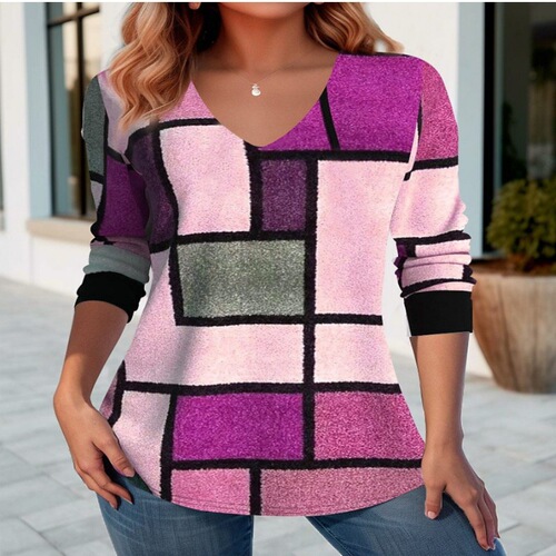 Summer Women's Fashion Versatile Digital Print V-Neck T-Shirt with Hood, Loose and Casual Color 3D T-Shirt