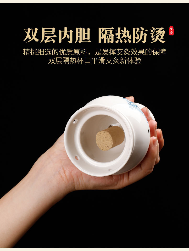 Ceramic Jade Pot Moxibustion Jar with Gua Sha Cup Portable Warm Therapy Device for Home Spa Wellness key features