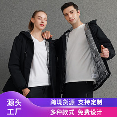 男女兼用中綿ジャケット カスタムカジュアル 厚手保温服 スリムフィット ミドル丈 スタンドカラー メンズ 防風防水 ウィンドブレーカー