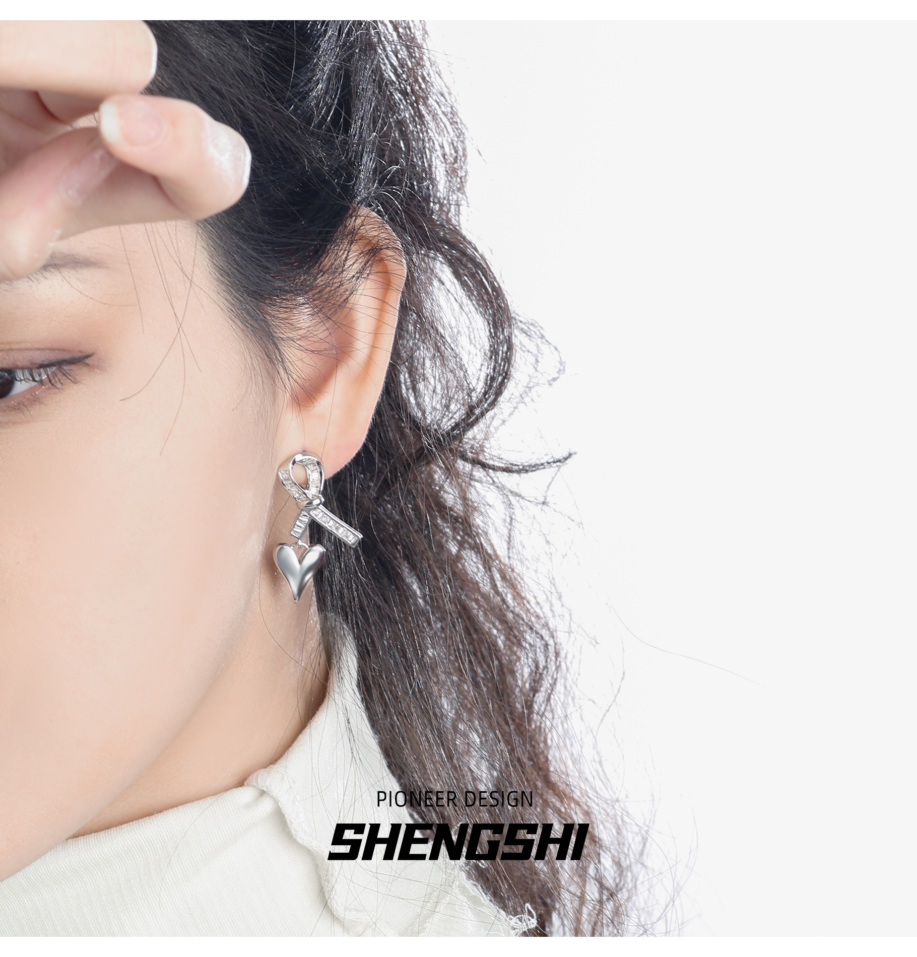 Inlay Design 1 Pair Simple Style Commute Heart Shape Bow Knot Inlay Copper Zircon Drop Earrings