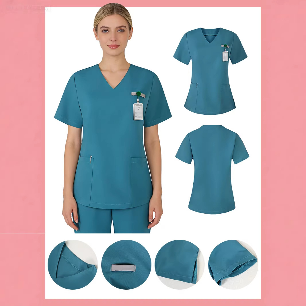 Medical Workwear, Solid Color Two-Piece Scrub Suits, Beauty Salon and Wellness Center Technician Uniforms, Factory Can Support Customization