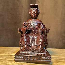 黑檀木雕刻妈祖神像摆件实木湄洲海神天上圣母红木工艺品家居摆设