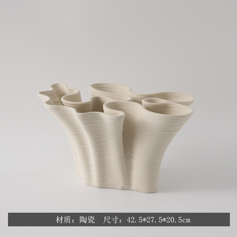 Moderno minimalista creativo 3D impresión de vasijas de cerámica modelo de casa decoración de encimera decorativa secadora de flores de forma especial