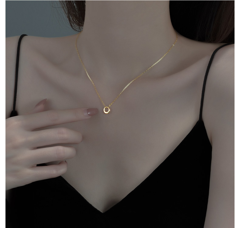 Minimalist Geometric Circle Necklace For Women Elegant Style_voghion.com