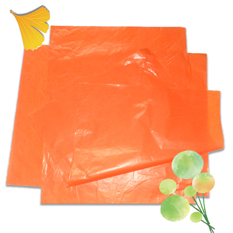 24G橙色半透明纸蔬菜包装彩色蜡光纸甄材质光滑细腻库存现货