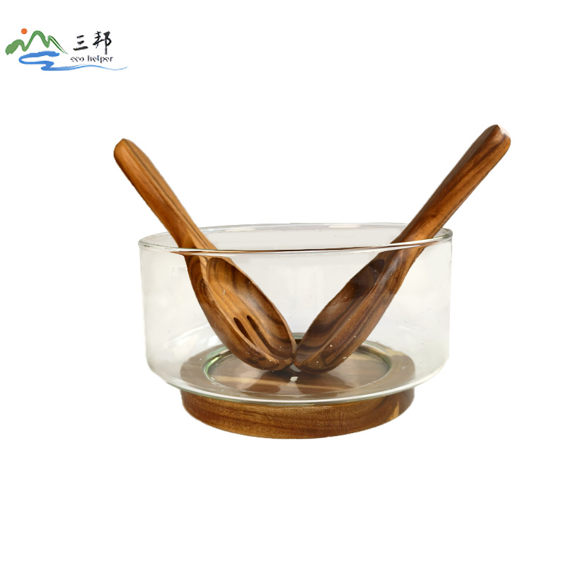 Tazón de ensalada de acacia para comer en casa Tazón de bambú natural Tazón de fideos instantáneos de madera de gran tamaño Tazón a prueba de caídas y a prueba de escaldaduras para niños