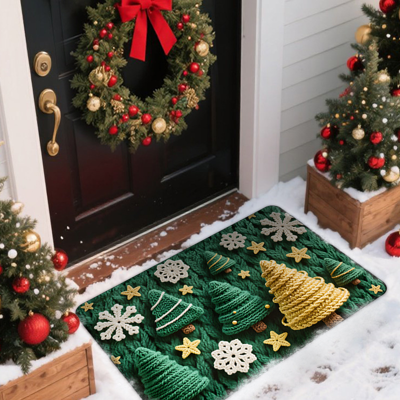 Cross-border best-selling Christmas-themed faux fur diatomaceous earth bath mats, absorbent and non-slip, suitable for bathrooms and entryways