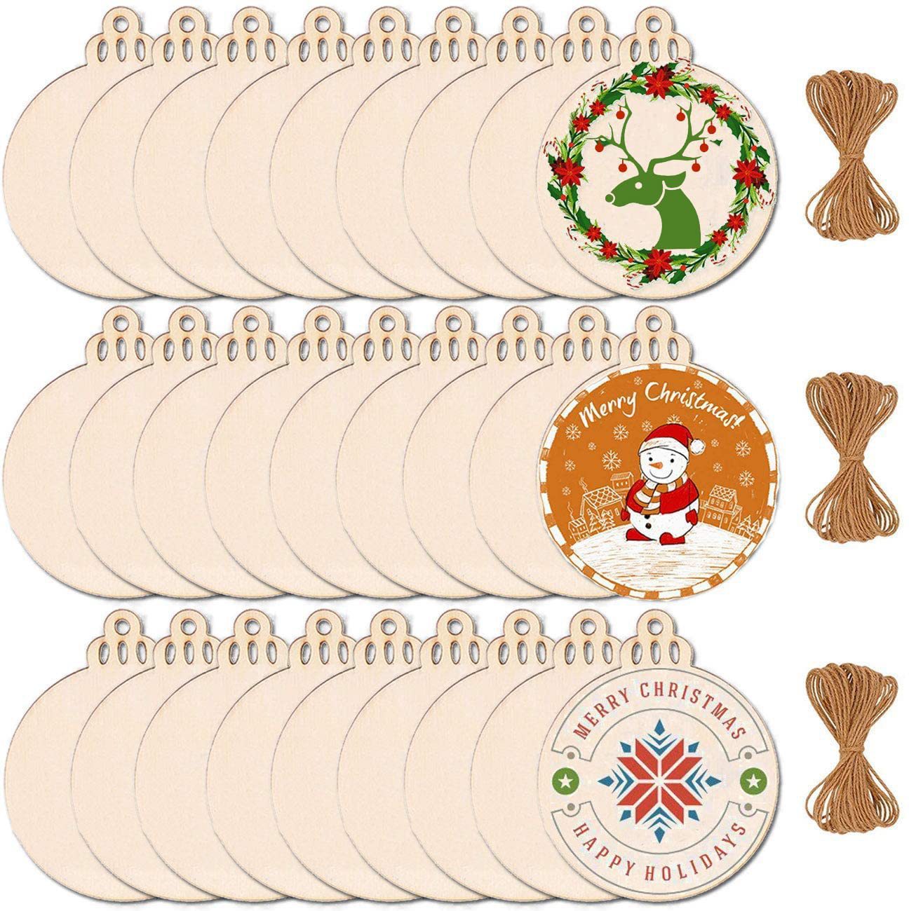 Colgante de Navidad colgante de decoración para el hogar artesanía de madera madera piezas de árbol de Navidad props regalos de vacaciones dibujados a mano