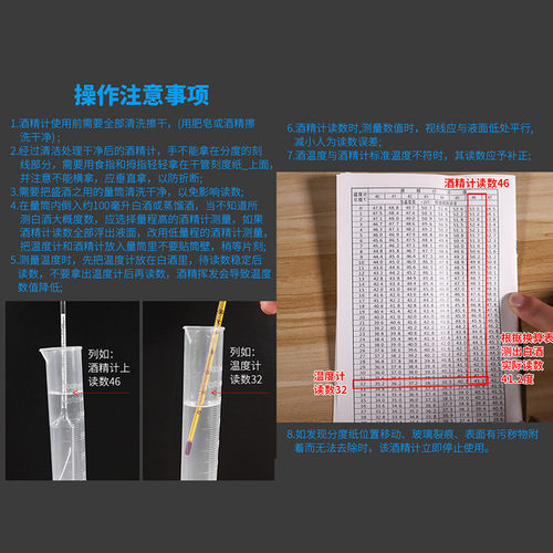 Liquor alcohol content tester measuring meter household alcohol tester special concentration meter wine measuring instrument single pack