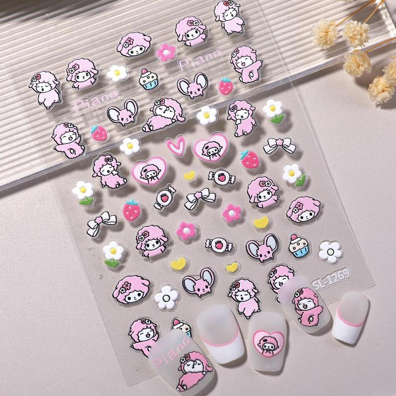 可爱美乐蒂美甲贴纸5D浮雕立体美乐蒂皮亚诺diy指甲贴纸饰品 SL款|undefined