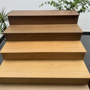 Original Groove Anti-Slip Wear-Resistant Wood Grain Stair Tiles with Thickened Round Edges and Light Groove Wood Grain Step Tiles 470X1200X15