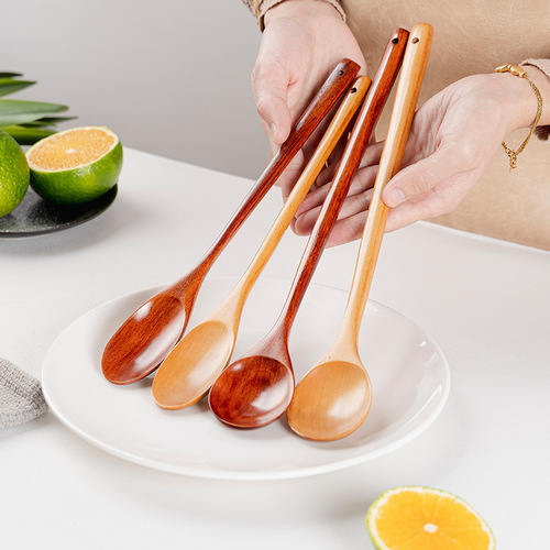 Wooden long-handled spoon, 33cm round mouth spoon, wood small wood chopsticks, kitchen utensils, stirring spoon