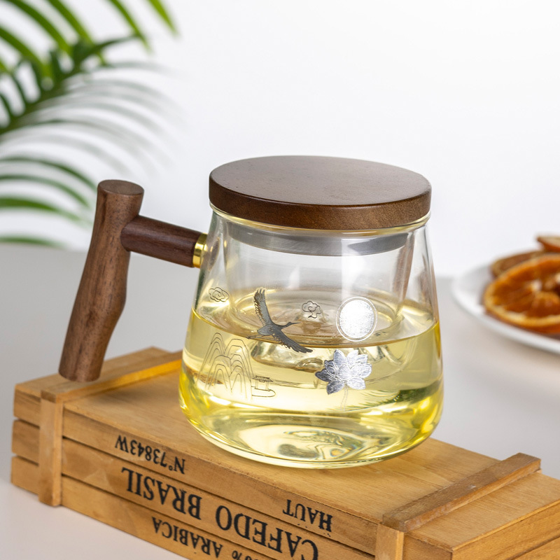 Taza de vidrio de separación de té de alta calidad china taza de té de alta borosilicina taza de té verde de oficina taza de té para hombres