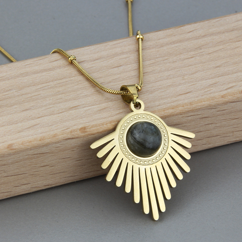 Simple Style Geometric Titanium Steel Earrings Necklace Artificial Gemstones Stainless Steel Necklac