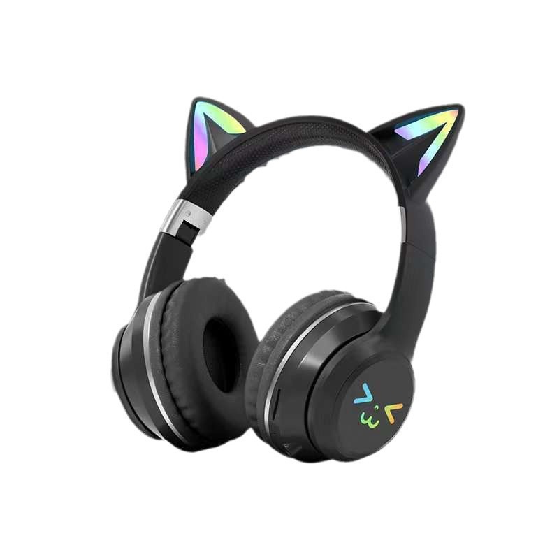 Nuovo modello privato con sfumatura di colore Orecchie di gatto (Pane a forma di orecchio di gatto al vapore) Auricolare per musica da gioco wireless Bluetooth_voghion.com