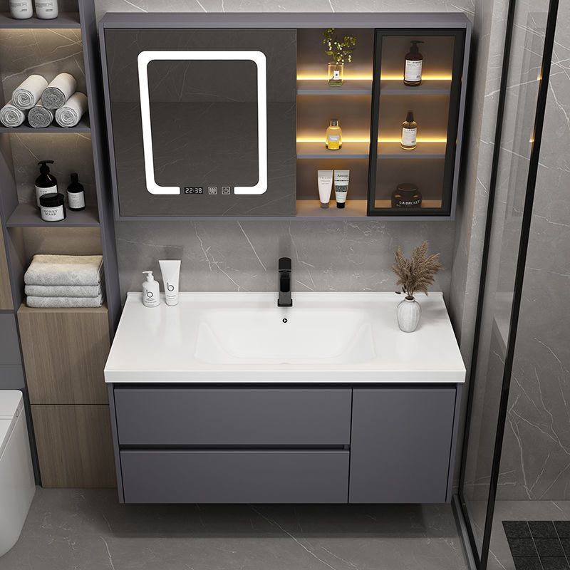 Simple de cerámica integrado cuenca Luz de lujo inteligente espejo gabinete lavabo cuarto de baño mesa de lavado traje