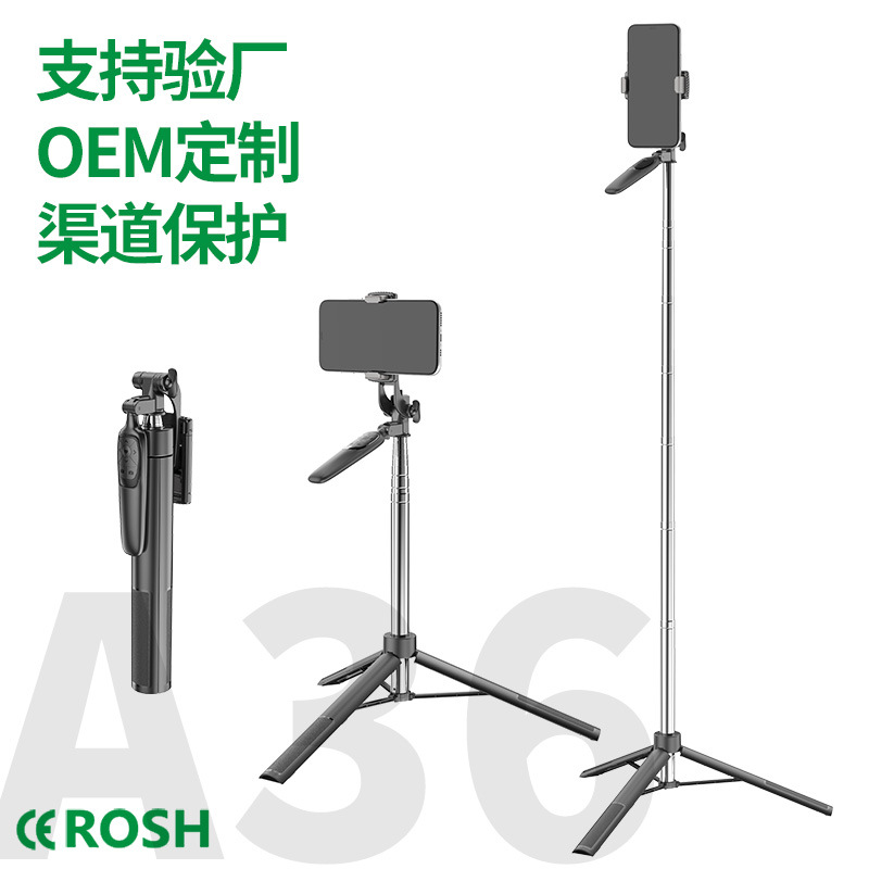 Customization of stacked products A36 Bluetooth selfie fold shot tripod outdoors Photography stabilizer Mobile phone holder wholesale